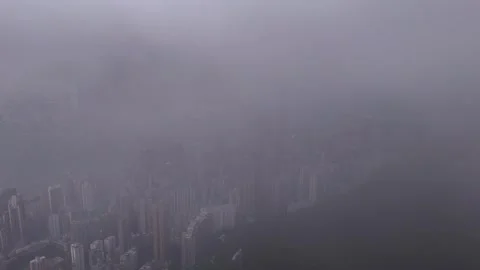 Fly through clouds, Hong Kong revealed Stock-Footage 337093345