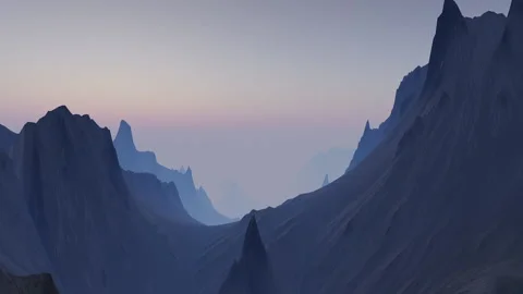 Fly through computer generated mountains, concept of planet exploration Stock Footage 156755106