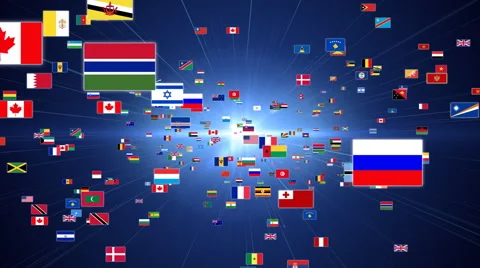 Fly Through Countries Flags Stock Footage 55360137