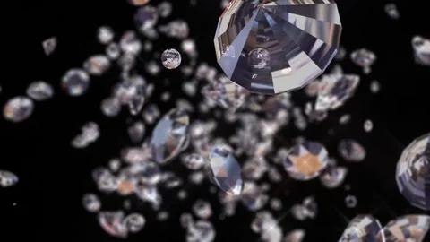 Fly-Through Diamonds with Alpha Channel, Looped, Sparkling Stock Footage