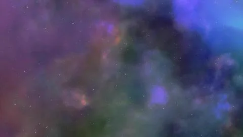 Fly through in the gas cloud nebula and stars 3d animation Stock Photos