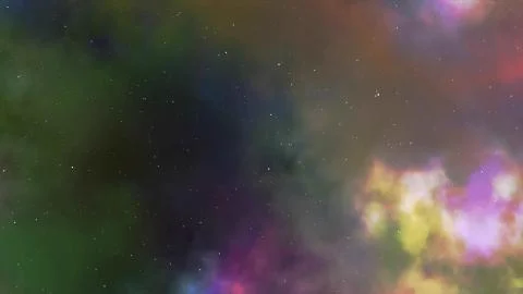 Fly through in the gas cloud nebula and stars 3d animation Stock Photos