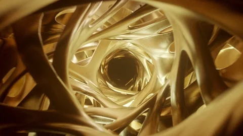 Fly through a Golden tunnel Stock Footage 91710841