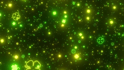 Fly Through Green Lucky Saint Patricks Day Four Leaf Clovers Sparkle Видео 331290640