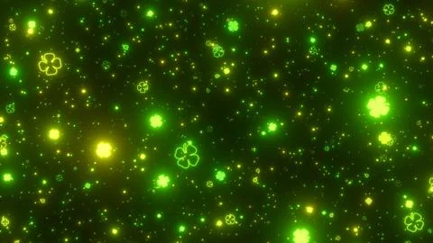 Fly Through Green Lucky Saint Patricks Day Four Leaf Clovers Sparkle Stock Illustration