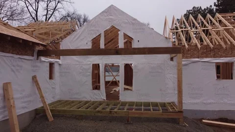 Fly through a house under construction Stock Footage 312065297