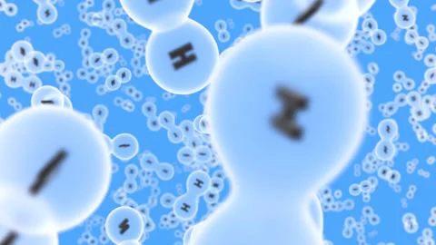 Fly through Hydrogen molecules. Loopable animation of motion through H2 Stock Footage 163907055