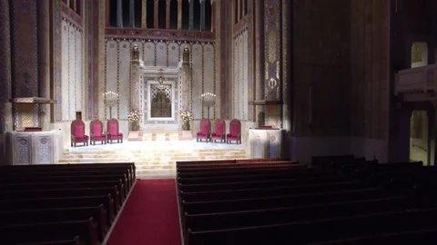 Fly through inside Temple Synagogue Church - NYC 6 Stock Footage 77702831
