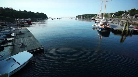 Fly Through Maine Harbor Stock Footage 84708543