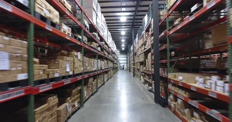 Fly Through Manufacturing Warehouse Stock Footage