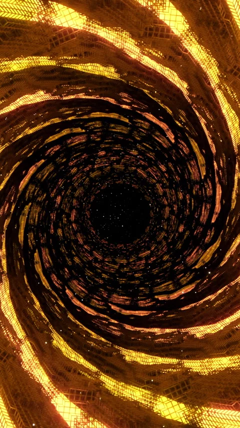 Fly through mirror tunnel with technological pattern. Design. 3D corridor with Stock Footage 278257983