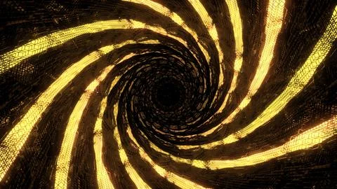 Fly through mirror tunnel with technological pattern. Design. 3D corridor with Stockillustratie