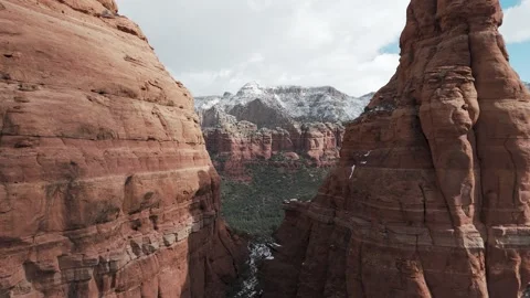 Fly through Mountains at Chapel of the Holy Cross - Sedona, Arizona Stock Footage 277416989