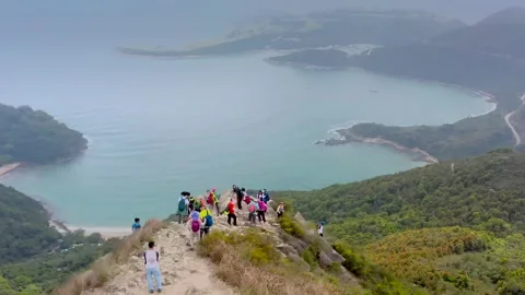 Fly Through the mountains near Clear Water Bay, Hiking routine famous vacatio Video stock 150553685