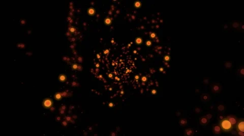 Fly through moving spiral of yellow red glowing orbs and particles (FULL HD) Video stock 56342405