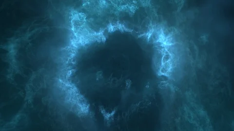 Fly through nebula in space / fly through elementary particle / fly through unde Stock Footage 85528777