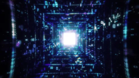 Fly through a neon digital number tunnel Stock Footage 317920188