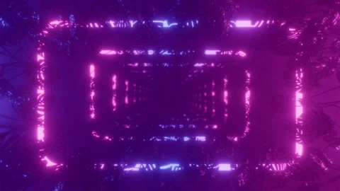 Fly Through Neon Jungle: Abstract Seamless 3D Loop Stock Footage 327443366