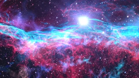 Fly through outer space nebula and stars animated background Stock Footage