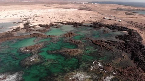 Fly-through over Canary Islands natural pools Stock Footage 139160191