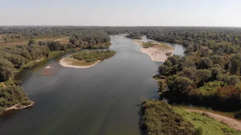 Fly through over the Sava river, Croatia Stock Footage 139160072