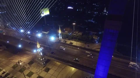 Fly Through at Rama 8 Bridge Bangkok Thailand Video stock 62563325
