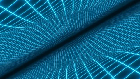 Fly Through Retro 80s Style Synthwave Glowing Grid Line Waves Flowing Stock Footage 162450002