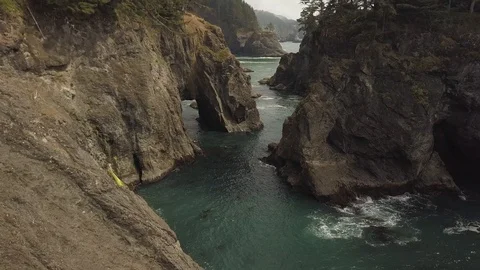 Fly through sea stacks and pillars Stock Footage 100135477