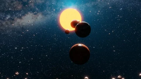 A fly through the solar system by the eight planets and the asteroid belt Stock Footage 246791200