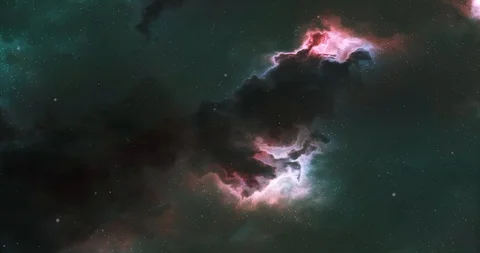 Fly through space nebulae and star field. Glowing clouds and dark dust. 스톡 동영상 94968532
