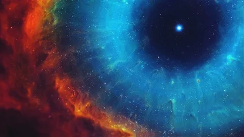 Fly through stars  in Helix Nebula Stock Footage 92113757