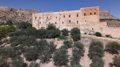 Fly-Through Trees Revealing Saffron Monastery | Mardin Turkey Stock-Footage 336980568
