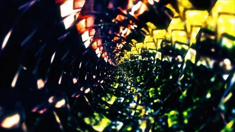 Fly through a vibrant sci-fi tunnel of trendy multi-colored shapes Stock Footage 281852053