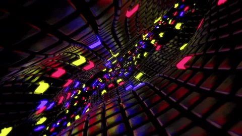 Fly Through Waving Surface with glowing Lights. Stock Footage 126762928