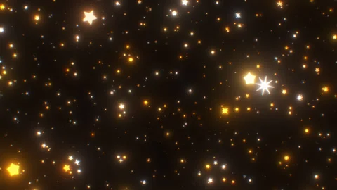 Fly Through Yellow White Glowing Mini Spinning Star Shapes Twinkling Stock Footage 318417618
