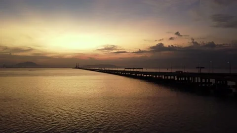 Fly toward orange dramatic sunrise with ray Stock Footage 175514661