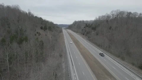 Fly towards a lonely highway Stock Footage 297415426