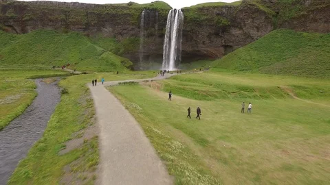 Fly Towards Waterfall Stock Footage 115540699