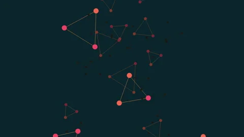 Fly triangles elements with rainbow dots and lines Stock Footage 215381616