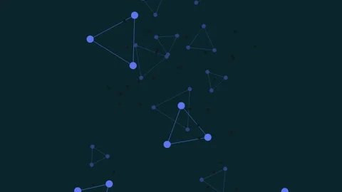 Fly triangles elements with rainbow dots and lines Stock Footage 215383850
