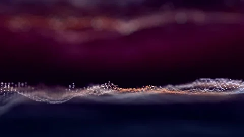 Fly trough purple digital abstract plexus wave background moving Video stock 131585503