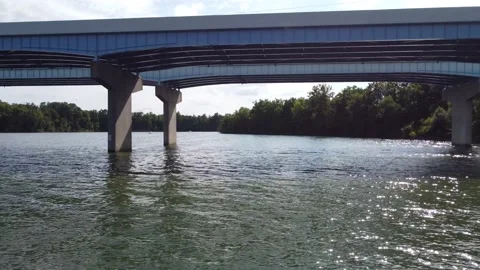 Fly under bridge Stock Footage 158865253