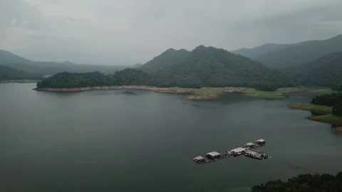 Fly view from drone of big nature dam 動画素材 135378306