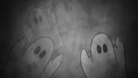 Fly white ghosts in room Stock Footage 170300762
