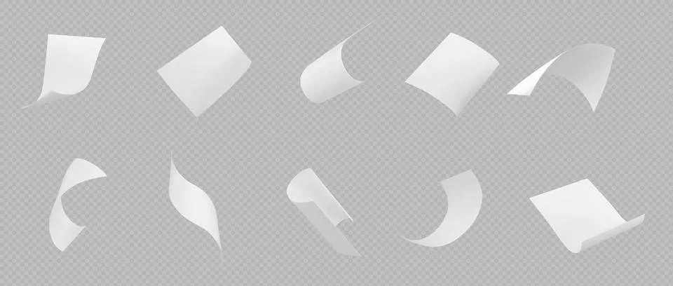 Fly white paper sheet, fall document page vector Stock Illustration
