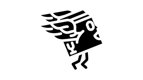Fly wings cardboard box character glyph icon animation Stock Footage 326743447