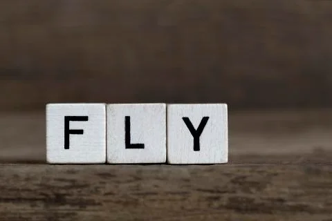 Fly, written in cubes Stock Photos