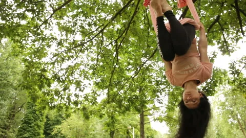 Fly yoga Video stock 113542212