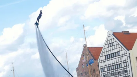 Flyboard acrobatics show, crazy frontflip, level master Video stock 93688760
