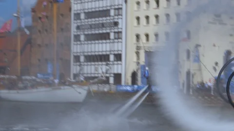 Flyboard acrobatics show, dynamic tricks, master, pro Video stock 93688715